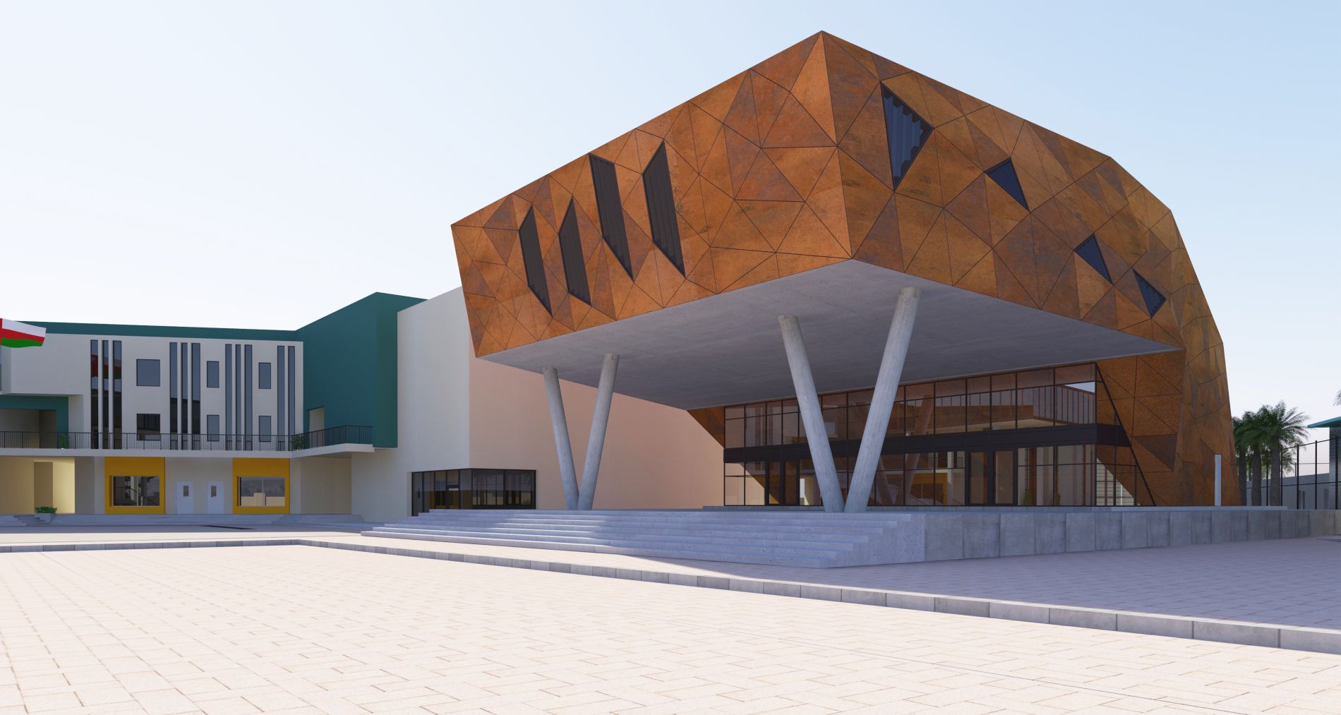 Aerial view of a coastal harbor